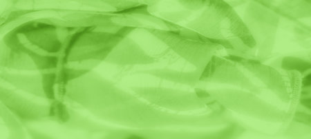 Blurred green fabric with fluid patterns and a seamless blend of curves and folds. The abstract design presents soft movement, perfect for creating serene, flowing backdrops in creative projectsの写真素材