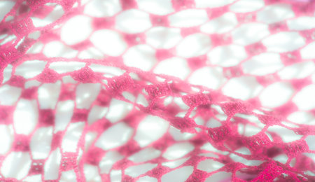 Blur effect on pink lace with a light, airy pattern. The soft mesh and intricate weaving create a...