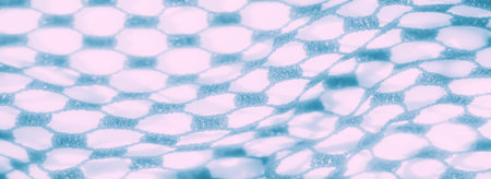 Blur highlights the delicate structure of a blue mesh fabric with soft diamond shapes. The airy and...