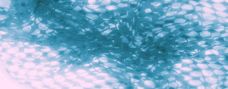 Blur, a delicate blue lace fabric with an intricate openwork pattern, creates a captivating visual...