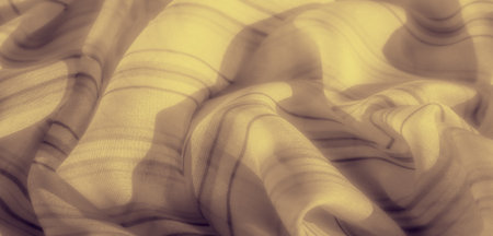 Blur: A flowing yellow fabric with a delicate black line pattern that appears soft and light. The smooth folds create a tranquil, elegant look, perfect for design and decor themes.の写真素材