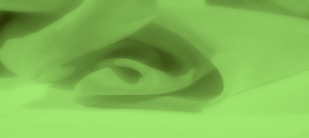 Blur effect of vibrant green fabric with delicate folds. The seamless design flows naturally, offering a textured yet smooth surface ideal for a background or textile pattern.の写真素材