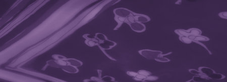 Blur the flowing purple fabric with intricate floral and striped patterns, adding a soft touch to its translucent texture and elegant appearance.の写真素材