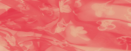 Blur: A translucent pink fabric adorned with soft white floral motifs. The gentle interplay of light...