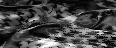 Blur - A patterned fabric with houndstooth designs interwoven with chain-like motifs, offering a...