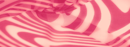 Blurred pink fabric with a mix of bold and subtle wave-like patterns, layered for added depth and...