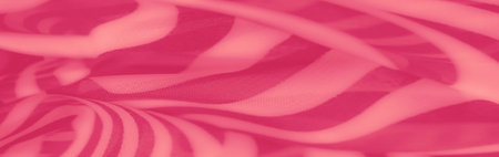 Blur of pink fabric with dynamic wavy textures and soft, translucent layers. The gentle curves and seamless folds enhance its modern, abstract aesthetic.の写真素材
