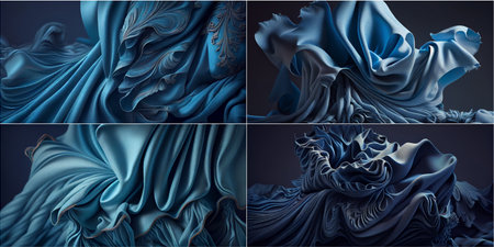 Unique and eye-catching fabric design with delicate floating blue elements Made with exceptional attention to detailの素材