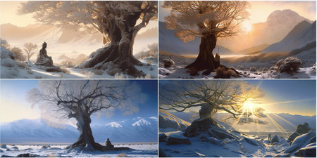 A summary of the story of Buddha's enlightenment. The role of the Bodhi tree in the Buddha's journey to enlightenment. A look at Alan Le's interpretation of history and its meaning.の素材