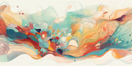abstract, light pastel background with observations of water, air, earth and fire, abstract illustrationの素材