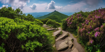 Experience the breathtaking beauty of Craggy Gardens Explore the majestic mountains of North Carolina. USA Enjoy a summer filled with outdoor activities like hiking and campingの素材