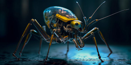 A robot that mimics the appearance and behavior of insects. Uses advanced technology to mimic the movements and actions of insects. Potential applications include surveillance, search,の素材