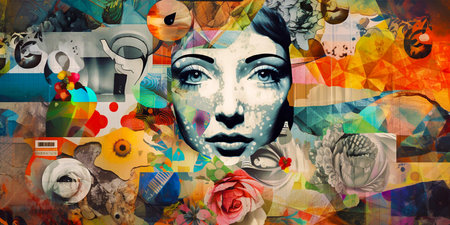 Connect and integrate multiple online services and platforms. Create a custom art collage based on the services and platforms you choose. Express your personality with unique digital images.の素材