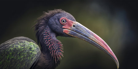 Portrait of a red-necked stork (Geronticus javanicus)の素材