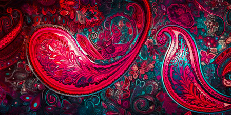 Unique dichroic pink and red paisley pattern Perfect for adding pops of color to any project or outfit Handcrafted with attention to detail Gorgeous mix of vibrant colors and texturesの素材