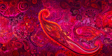 Unique dichroic pink and red paisley pattern Perfect for adding pops of color to any project or outfit Handcrafted with attention to detail Gorgeous mix of vibrant colors and texturesの素材