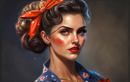 Retro inspired character. Vintage themed character. Captures the essence of femininity and charm. Commonly seen on posters, calendars, and artwork.の素材