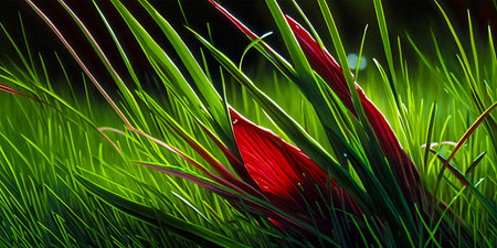 Provides a close-up of the grass in fine detail. Allows for in-depth inspection and analysis of the grass. Helps to identify and eliminate any potential issues or issues with the grass.の素材