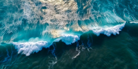 Enjoy a breathtaking bird's eye view of the endless ocean. Be enchanted by the beauty and tranquility of the sea from above. Capture stunning photos and videos of the vast coastline.の素材