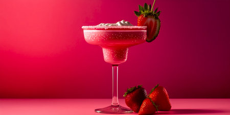 Refreshing fruit smoothie perfect for summer parties and get-togethers Bright pink color adds fun and festive cheer Garnish with fresh strawberries for extra flavorの素材