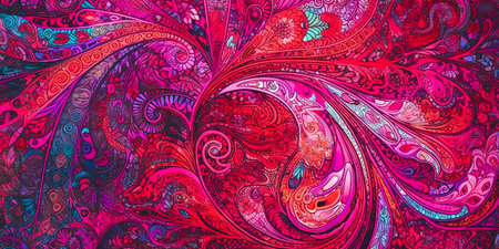 Unique dichroic pink and red paisley pattern Perfect for adding pops of color to any project or outfit Handcrafted with attention to detail Gorgeous mix of vibrant colors and texturesの素材