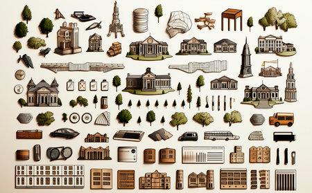 The badges are designed in an elegant, modern style. Ideal for financial presentations or websites. Icons include outlines of charts, graphs, money bags, etc.の素材