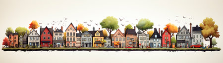 Single black line sketch of an old building. Artistic representation of architecture. Unique and minimalistic design.の素材