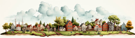 Simple sketch of an old building with black line. Minimalistic yet detailed design. Ideal for architectural or historical illustrations.の素材