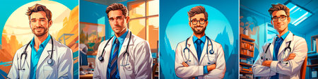 4 photos, Flat design of white doctor with crossed arms. Available for download as an illustration or icon. Great for medical and healthcare related projects.の素材