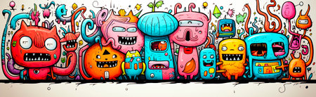 Cute and colorful cartoon characters with unique personality traits. Characters that are sure to bring a smile to your face. Fun and playful designs that are perfect for any project or idea.の素材