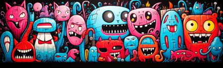 Cute and colorful cartoon characters with unique personality traits. Characters that are sure to bring a smile to your face. Fun and playful designs that are perfect for any project or idea.の素材