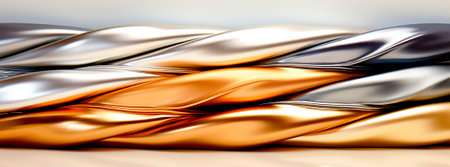 Collection of gold and silver items with gold background. High quality images for use in design projects. Ideal for luxury, jewelry or financial design.の素材