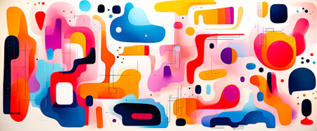 Vibrant and eye-catching abstract patterns on the frame. Adds a pop of color to any space. Perfect for adding a modern touch to your interior.の素材