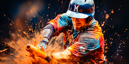 AI-powered images of baseball players in action High-quality digital images of baseball scenes Ideal for sports fans and baseball enthusiasts that convey the intensity of the gameの素材