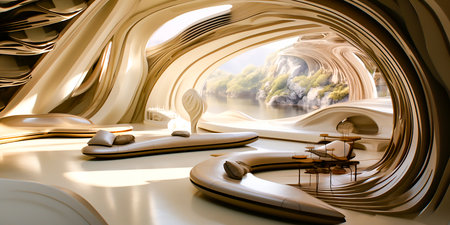 Design and create architectural interiors in mid-century modern style. Use the template to showcase your design skills and creativity. Perfect for architects, designers, studentsの素材