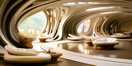 Design and create architectural interiors in mid-century modern style. Use the template to showcase your design skills and creativity. Perfect for architects, designers, studentsの素材