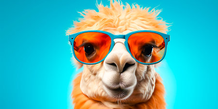 A unique and creative animal concept featuring a camel wearing sunglasses. Stand out with this fun and playful design. Perfect for those looking to add a touch of personality to their brand or projectの素材