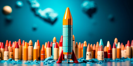 Creativity Takes Off Like a Rocket Innovation and Imagination Soar to New Heights Pushing Boundaries and Exploring New Ideas in Design and Artの素材