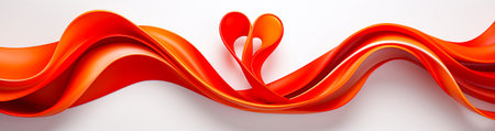 Red ribbon with heart shaped design for a romantic touch. White background for contrast and elegance. Photo clip art suitable for various projects or designs. Panoramic Blur Styleの素材