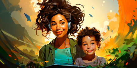 Shows the challenges and strength of single mothers. Demonstrates the importance of work-life balance. Emphasizes multitasking and prioritization skills. Reflects complexity and sustainabilityの素材