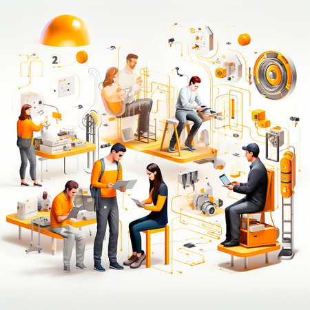 Each person has their own unique set of tools and methods. Celebrating diversity in working styles and approaches. Stand out from the crowd with a stylish black and orange theme.の素材