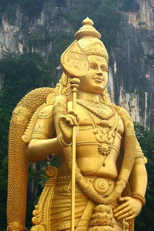 Golden Lord Murugan ,Batu cave,Kuala Lumpur,Malaysiaの写真素材