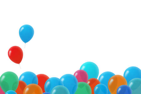 Colorful birthday balloons with text area on isolated white background の写真素材