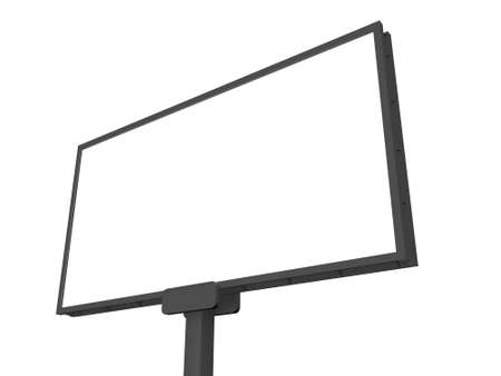 Large blank, empty, white billboard screen, isolated on white background, for your advertisement and design の写真素材