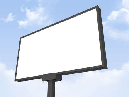 Large blank, empty, white billboard screen, on cloudy sky, for your advertisement and design の写真素材
