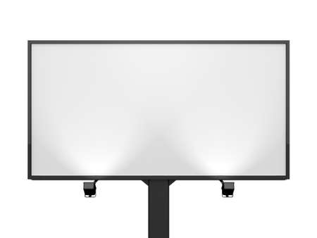 Large blank, empty, white billboard screen, isolated on white background, for your advertisement and design の写真素材