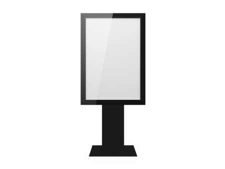 Blank, vertical, empty, white billboard screen, isolated on white background, for your advertisement and design.の写真素材