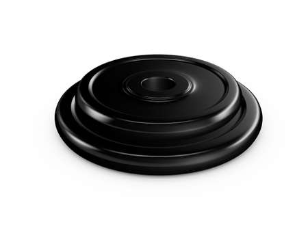 Black dumbell disks for exercise, isolated on white background.の写真素材