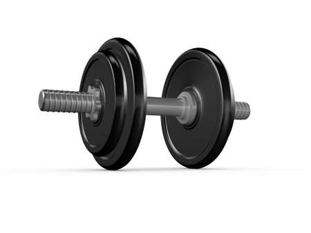 Black dumbells for exercise, isolated on white background.の写真素材