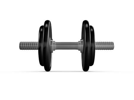 Black dumbells for exercise, isolated on white background.の写真素材